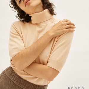 Everlane Cotton Merino Turtleneck Tee Sesame NWT Small